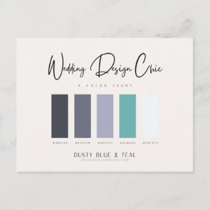 Stofblauwe Teal Kleurenpalet met Hex-codes Briefkaart