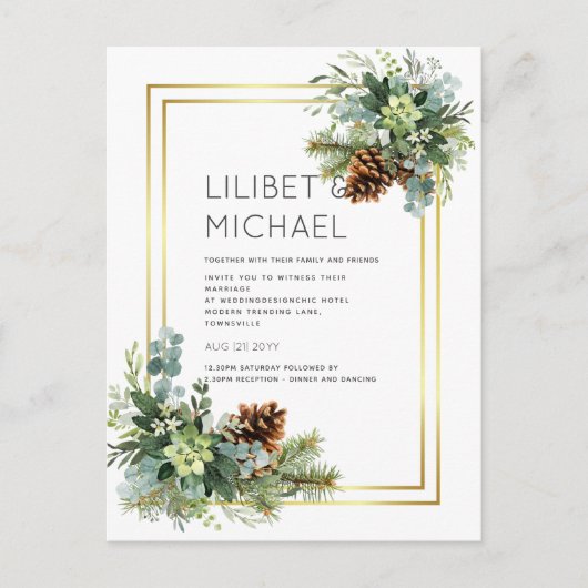 Stofblauwe Trouw Eucalyptus Groenery Budget Briefkaart (Voorkant)