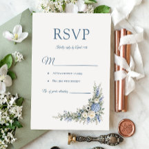 Stofblauwe Villa Romance RSVP-kaart