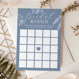 Stofblauwe Wilde Bloem Bruidsdouche Cadeau Bingo Kaart