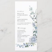 Stofblauwe Wilde Bloem Bruiloftsceremonie Programma (Voorkant)