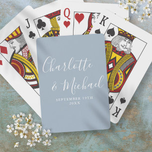 Stofbloauw Signature Schrift Pokerkaarten