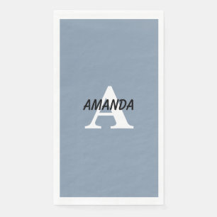 Stofbloauwe monogrammen naam bruiloft verjaardag servet