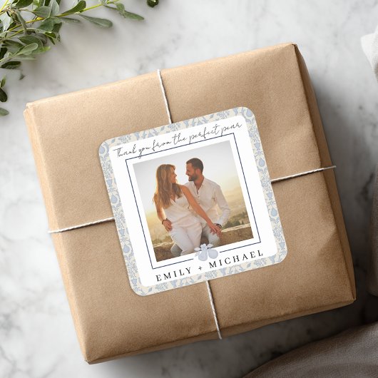 Stofbloauwe Perfect Pear Foto Bedankt Sticker