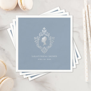 Stofbloauwe Regency Dame Versierde Wapen Bridal Sh Servet