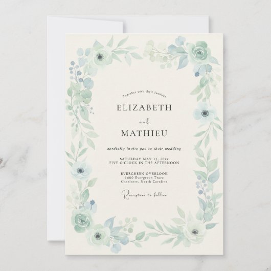 Stofbloem Blau Licht Lentewedding Kaart (Voorkant)