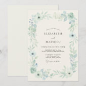 Stofbloem Blau Licht Lentewedding Kaart (Voorkant / Achterkant)