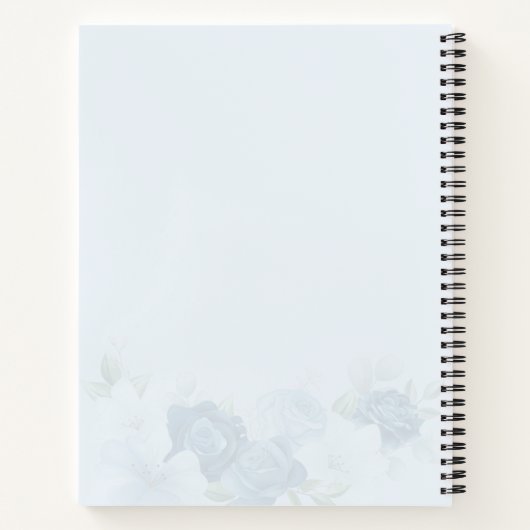 Stofbloem Blauw Bloem Chic Persoonlijke Trouwdag Notitieboek (Achterkant)