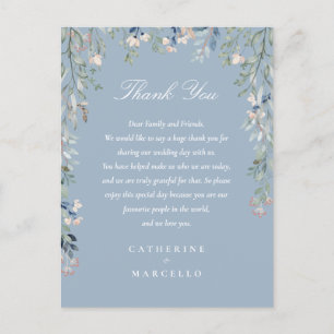 Stofbloem Blauw Bloemstuk Bedankt Trouwkaart Briefkaart