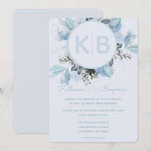 Stofbloem Blauw Botanisch Aquarel Monogram Kaart