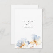 Stofbloem Blauw en Goud Bloemstuk Dank Je Bedankkaart (Voorkant / Achterkant)