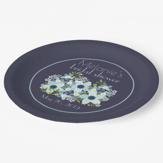 Stofbloem Blauw en Marineblauw Papieren Bordje (Gekanteld)