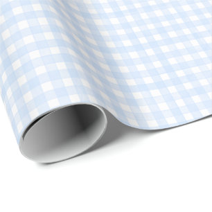 Stofbloem Blauw Klassiek Gingham Cadeaupapier