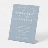 Stofbloem Blauw Signature Script Ongestopte Ceremo Reclamebord Met Voetstuk (Voorkant)