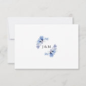 Stofbloem Blauw Transparant Bloem Motief Monogram RSVP Kaartje (Achterkant)