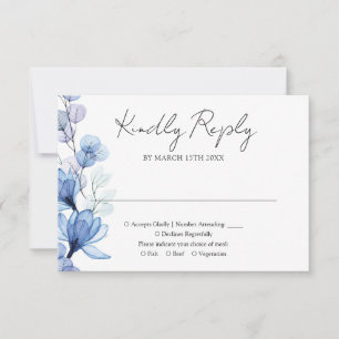 Stofbloem Blauw Transparant Bloem Motief Monogram RSVP Kaartje