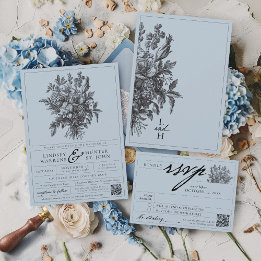 Stofbloem Blauw Vintage Bloem Romantische Tuin Bru Kaart