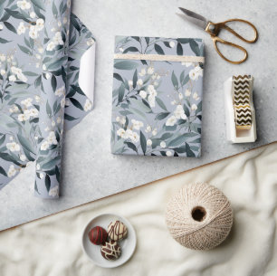 Stofbloem Blauw Witte Bloem Eucalyptus Cadeaupapier
