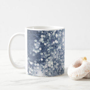 Stofbloem Blauw Zilver Glitter Glanzend Koffiemok