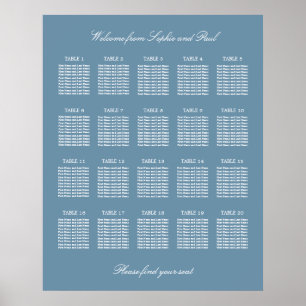 Stofbloem Blauwe 20 Tafel Trouw Stoelen Plattegron Poster
