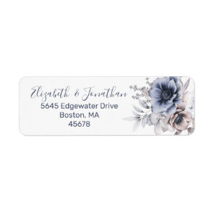 Stofbloem Blauwe Beige Waterverf Bloemige Retourad Etiket