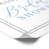 Stofbloem blauwe bloemen boho bruiloft welcome bor poster (Hoek)