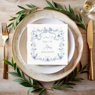 Stofbloem blauwe bloemenlint elegante bruiloft fee servet