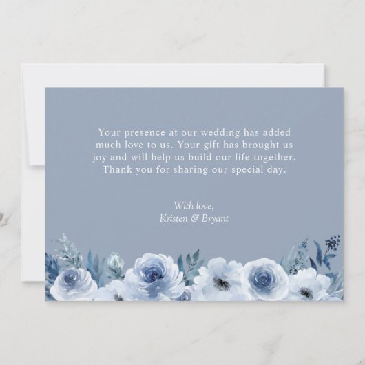 Stofbloem Blauwe Boheemse Pastel Bloem Kerst Platt Bedankkaart (Achterkant)