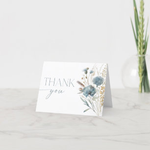 Stofbloem blauwe boho wilde bloemen bedankkaart