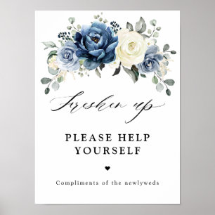 Stofbloem Blauwe Champagne Ivoor Bloemige Opfrissi Poster