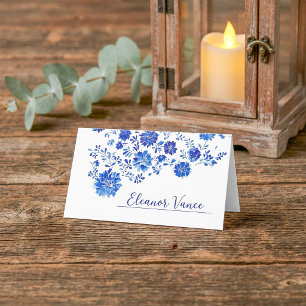 Stofbloem Blauwe Chinoiserie Bloem Bruiloft naam