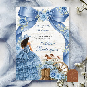Stofbloem Blauwe Coquette Charra Quinceanera Uitno Kaart