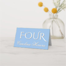 Stofbloem Blauwe Elegante Script Gast Naam Nummer