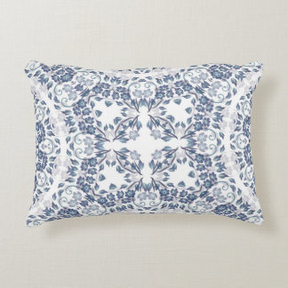 Stofbloem Blauwe Geometrische Mandala Patroon Accent Kussen