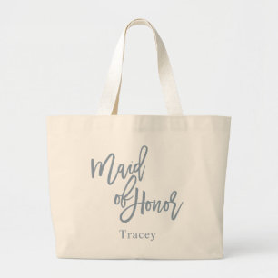 Stofbloem Blauwe Getuige Lettering Script Grote Tote Bag