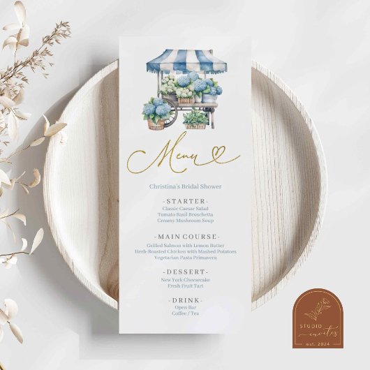 Stofbloem Blauwe Hortensia Baby Borrel Menu
