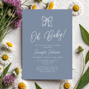 Stofbloem Blauwe Kokette Strik Jongen Oh Baby Show Kaart
