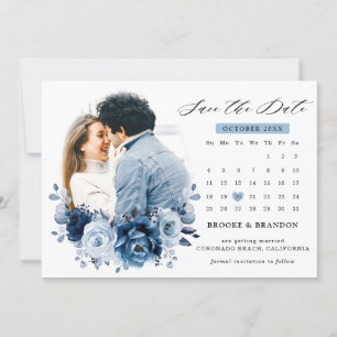 Stofbloem Blauwe Leisteen Marine Botanische Foto A Save The Date