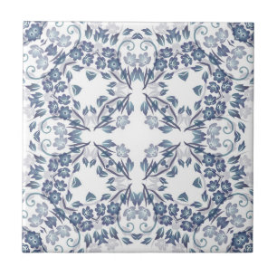 Stofbloem Blauwe Mandala Tegeltje