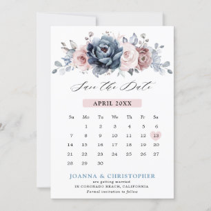 Stofbloem Blauwe Mauve Roze Leisteen Bloemige Trou Save The Date