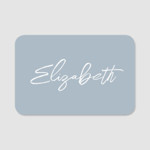 Stofbloem Blauwe Moderne Borstel Script Naamplaatje