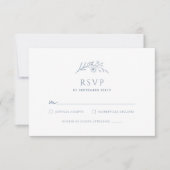 Stofbloem Blauwe Monogram RSVP Kaartje (Voorkant)