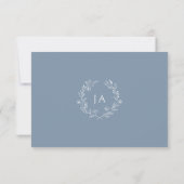 Stofbloem Blauwe Monogram RSVP Kaartje (Achterkant)