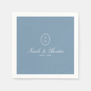 Stofbloem Blauwe Monogram Trouw Crest Servet