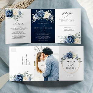 Stofbloem Blauwe Navy Champagne Ivoor Bloemstuk Dr Drieluik Aankondiging