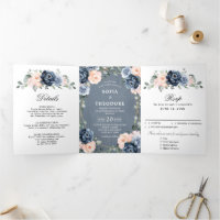 Stofbloem Blauwe Perzik Blush Geometrische Bloem B