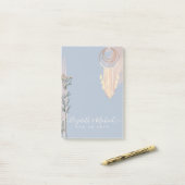 Stofbloem Blauwe Perzik Boho Bruiloft Post-it® Notes (Op bureau)