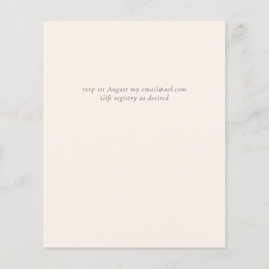 Stofbloem Blauwe Perzik BOHO Trouw Uitnodiging (Achterkant)