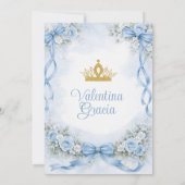 Stofbloem Blauwe Quinceañera met Strik Kaart (Achterkant)