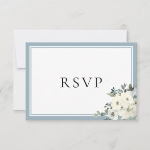 Stofbloem Blauwe Rand Elegante Menu Keuze RSVP Kaa